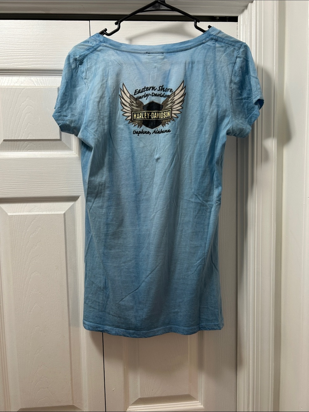 Harley‑Davidson Light Blue V‑Neck Eagle Graphic Tee - Picture 2 of 12